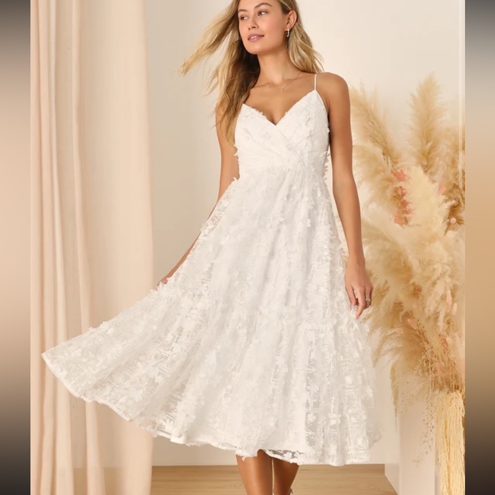 Lulus White Lace Midi Dress